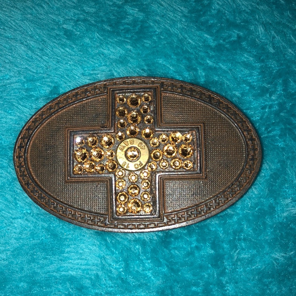 Bronze Cross Bullet Belt Buckle